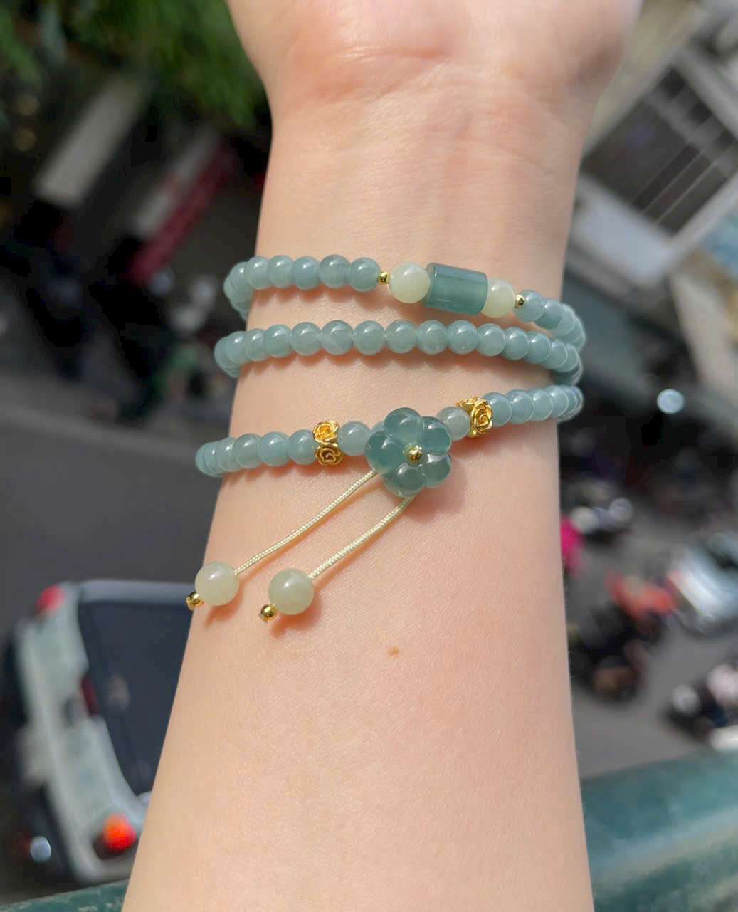 vòng tay đá xanh ngọc thanh nhã